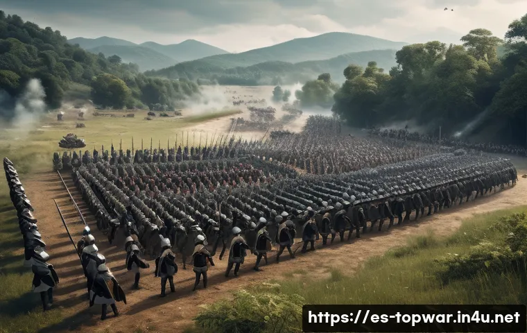 top war 공격 시뮬레이션 가이드 - A detailed battlefield scene showing a strategic military attack in progress, featuring a diverse ar...
