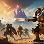 Home 18 top war 영웅 능력치 비교 - A dynamic battlefield scene showcasing a diverse team of heroes from a fantasy strategy game, each h...